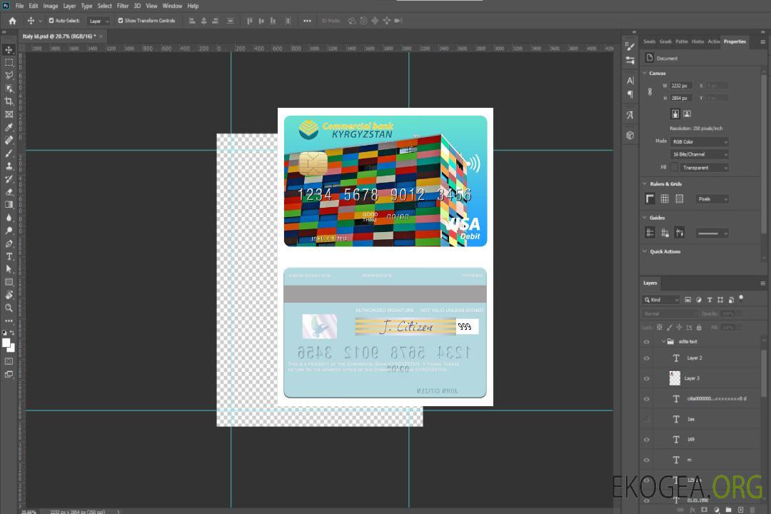 Carte de débit visa Kirghizistan Commercial Bank KIRGHIZSTAN template